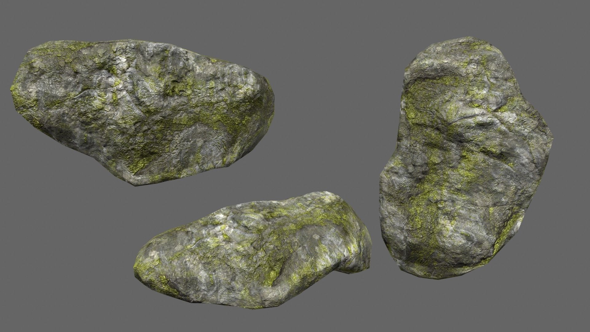 mossy rock set 1 Low-poly 3D model_14