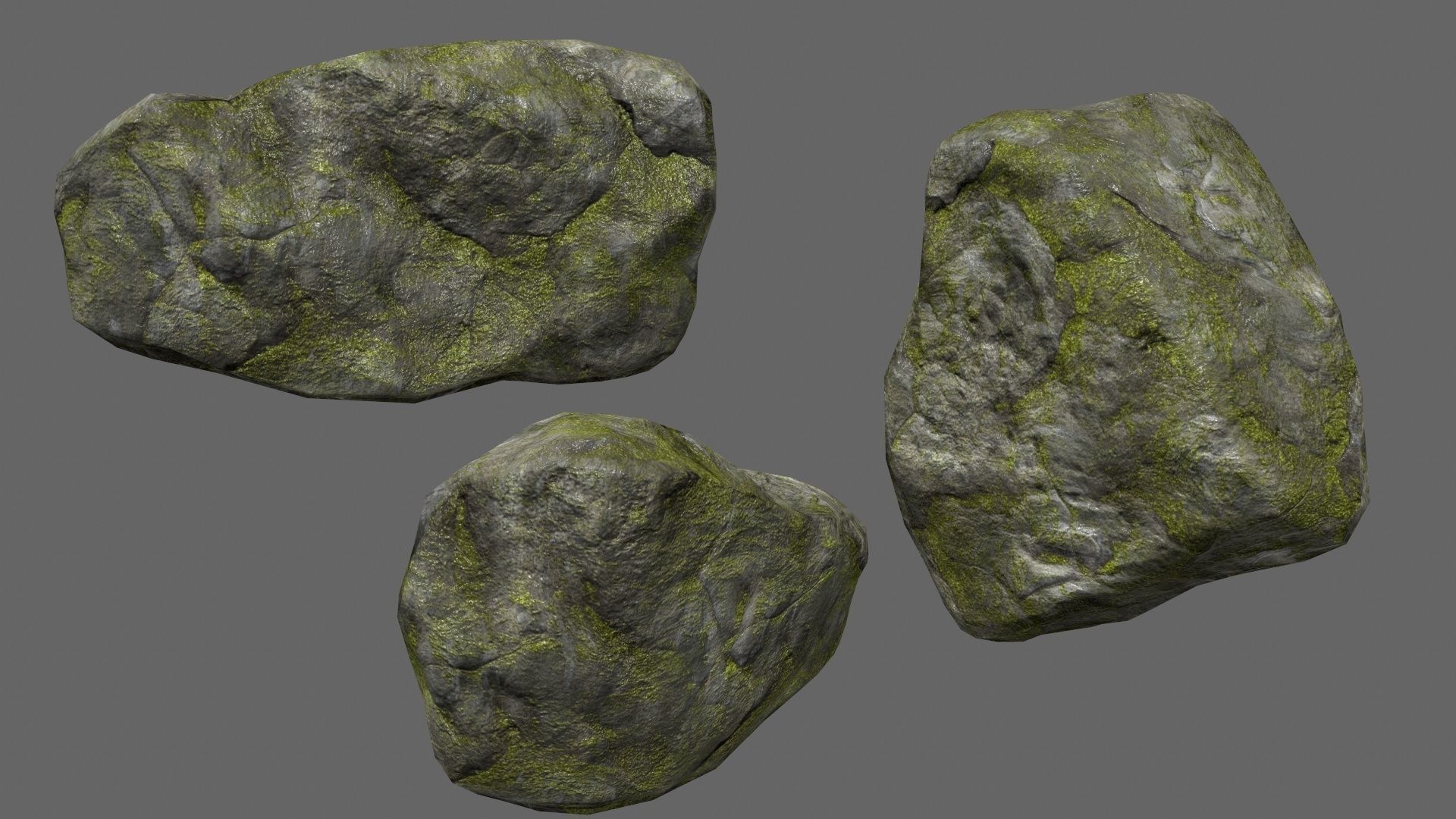mossy rock set 1 Low-poly 3D model_25