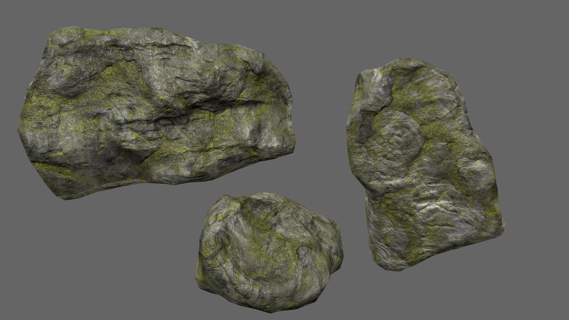 mossy rock set 1 Low-poly 3D model_26