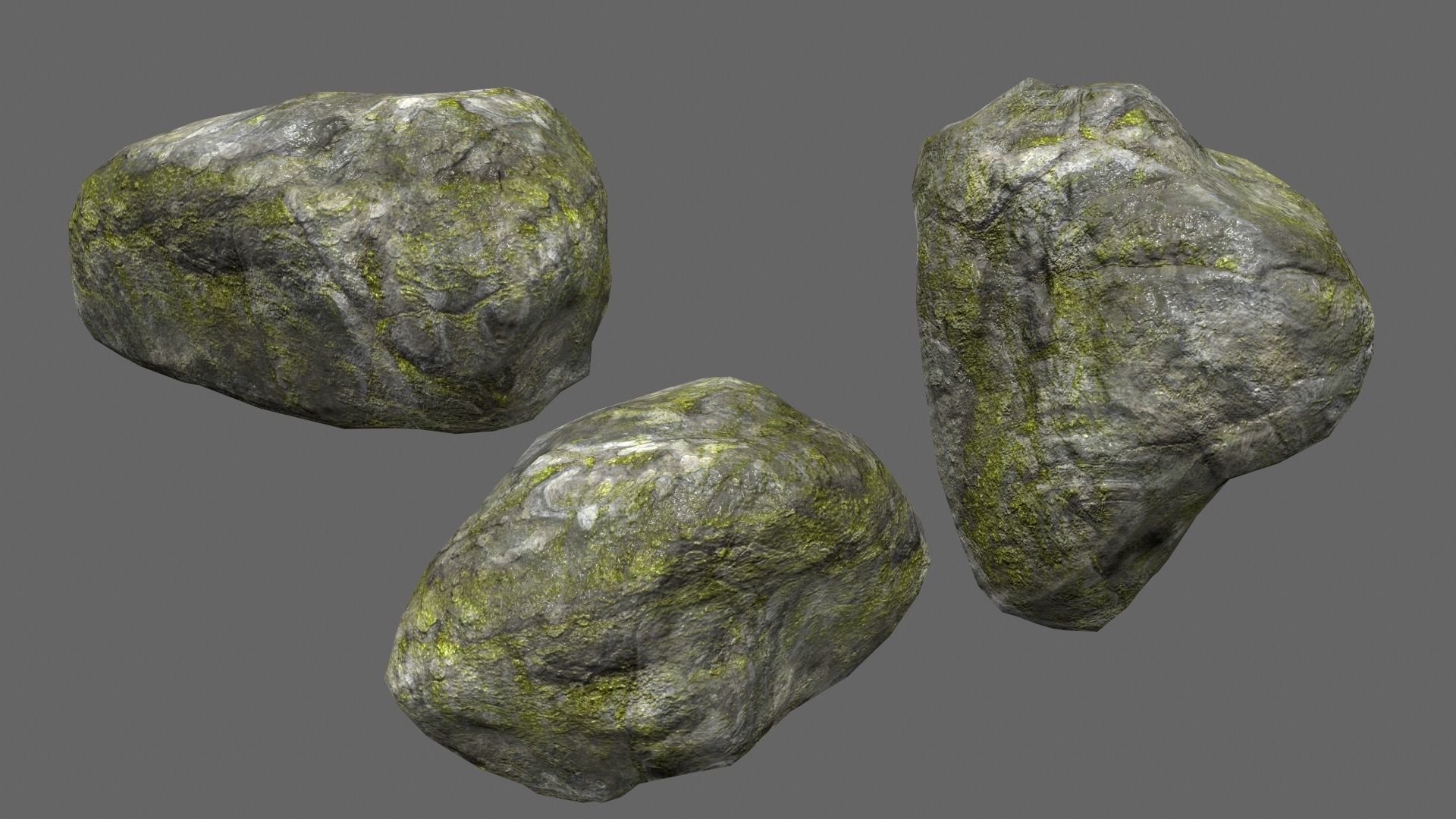 mossy rock set 1 Low-poly 3D model_2