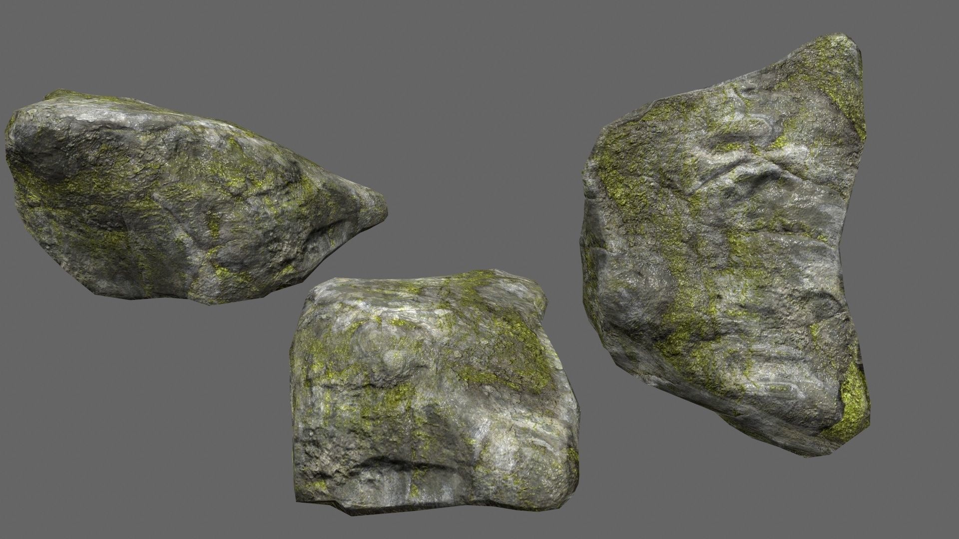 mossy rock set 1 Low-poly 3D model_13