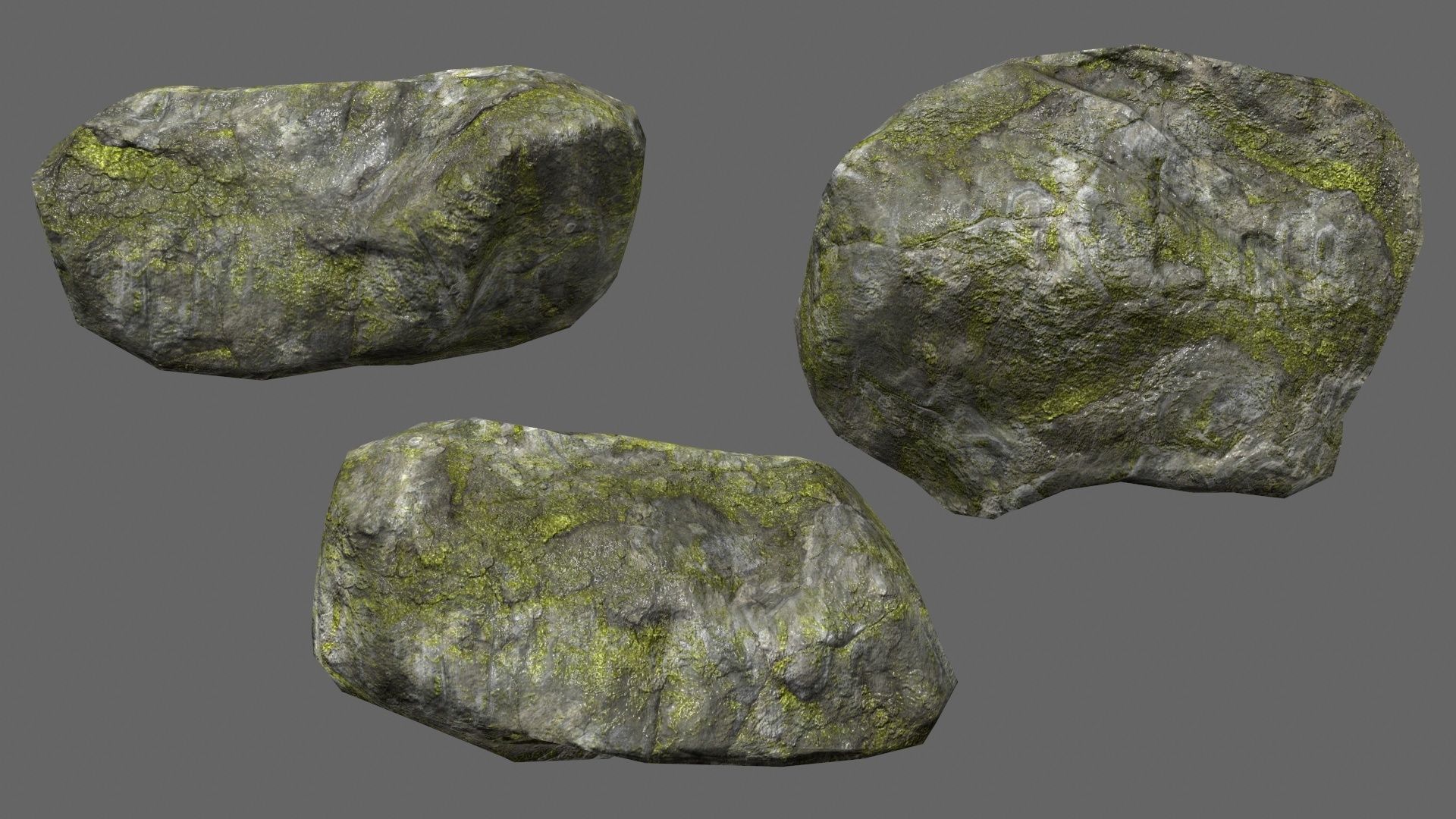 mossy rock set 1 Low-poly 3D model_11