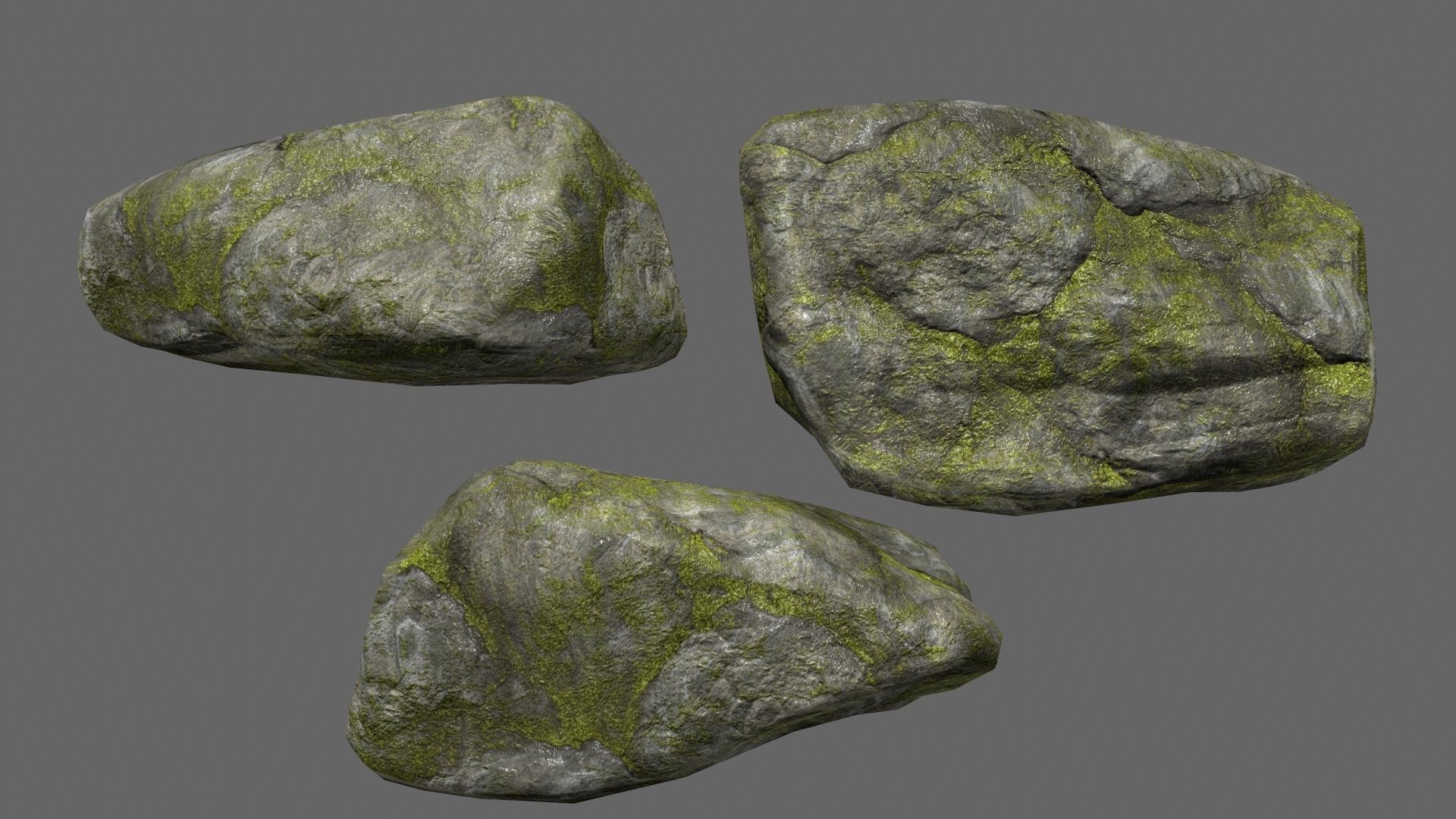 mossy rock set 1 Low-poly 3D model_24