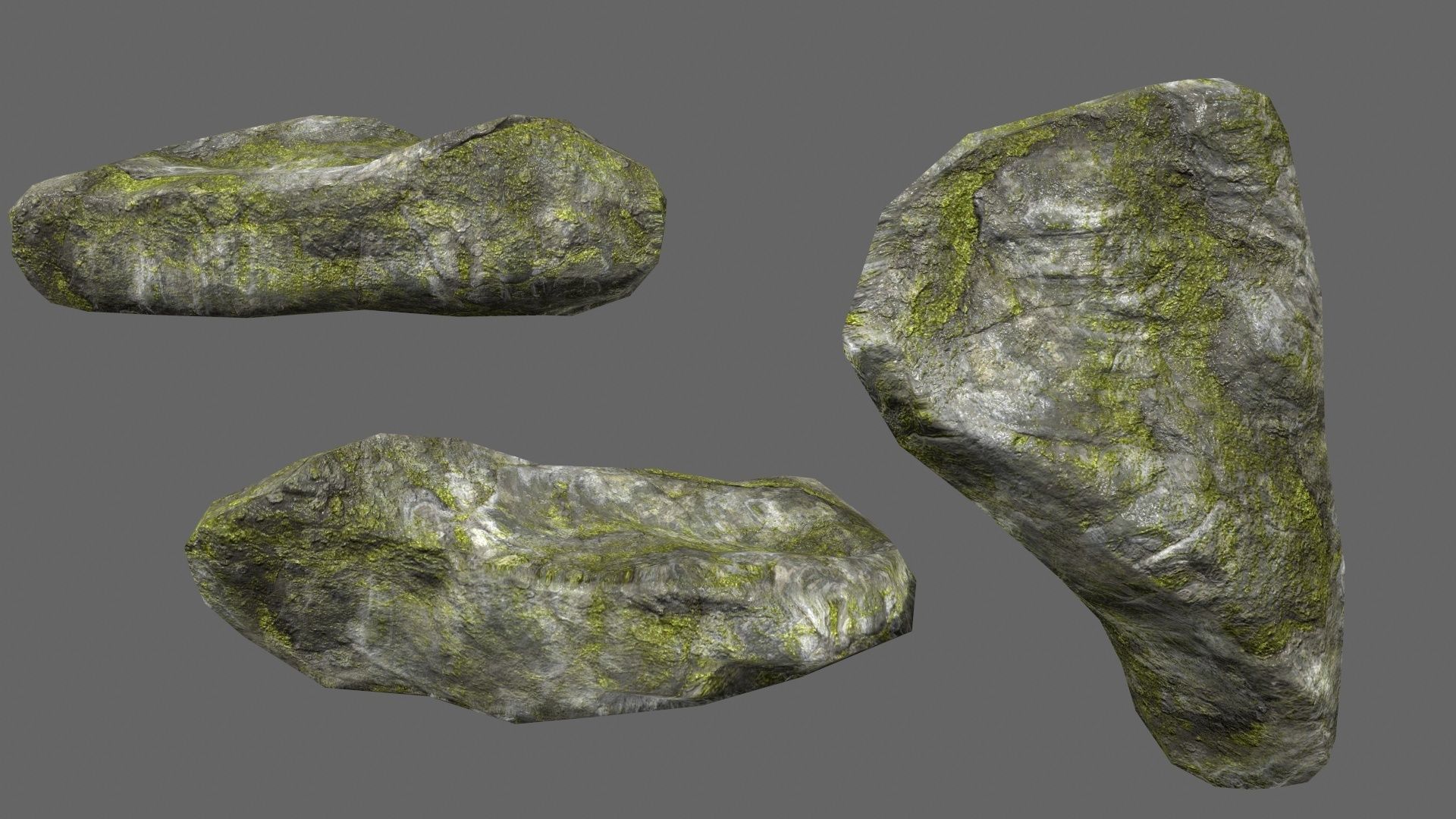 mossy rock set 1 Low-poly 3D model_18
