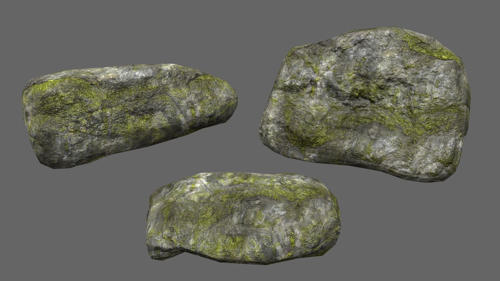 mossy rock set 1 Low-poly 3D model_12