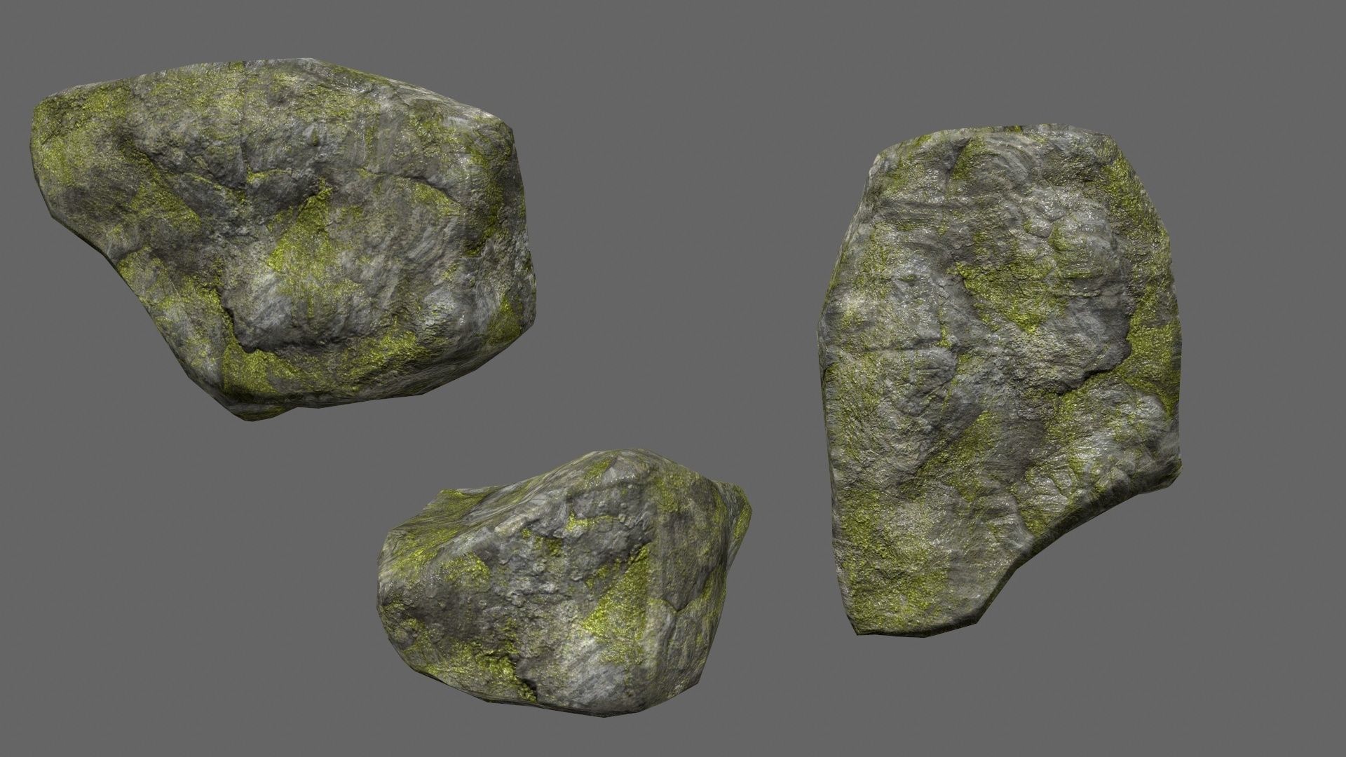 mossy rock set 1 Low-poly 3D model_20