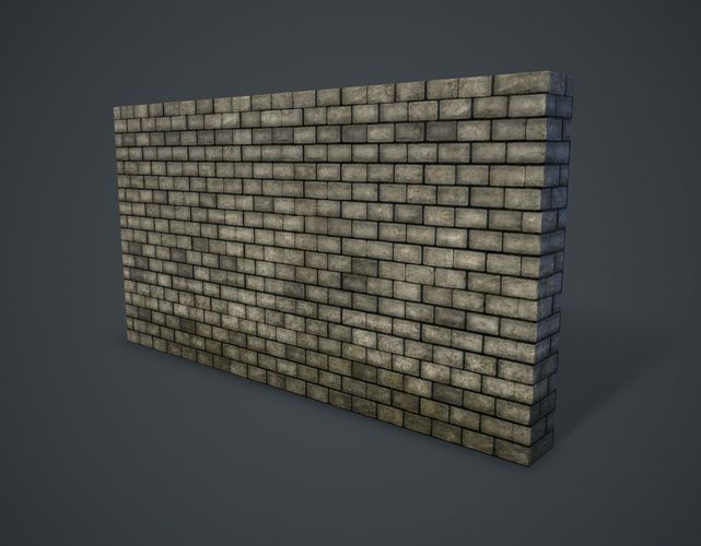 Stone Wall Low-poly 3D model