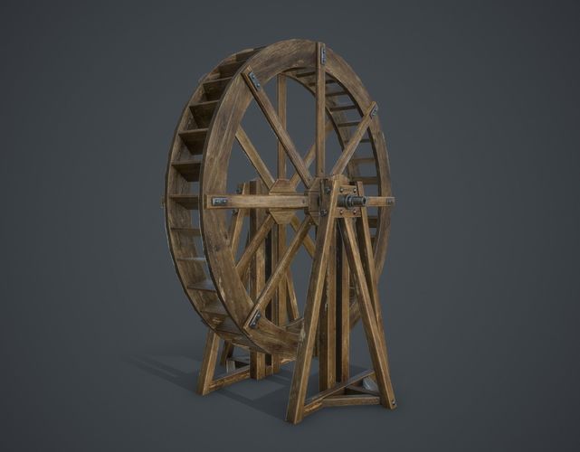 Water Wheel Low-poly 3D model
