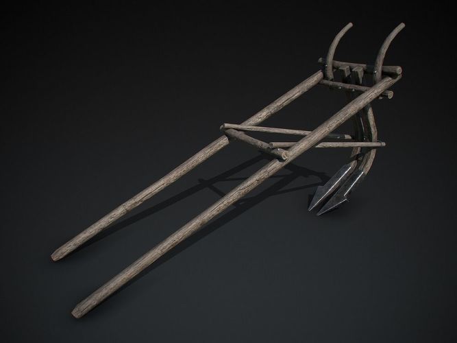 Wooden Plow Low-poly 3D model