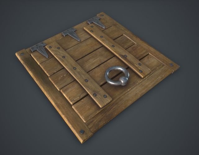Wooden Trapdoor Low-poly 3D model