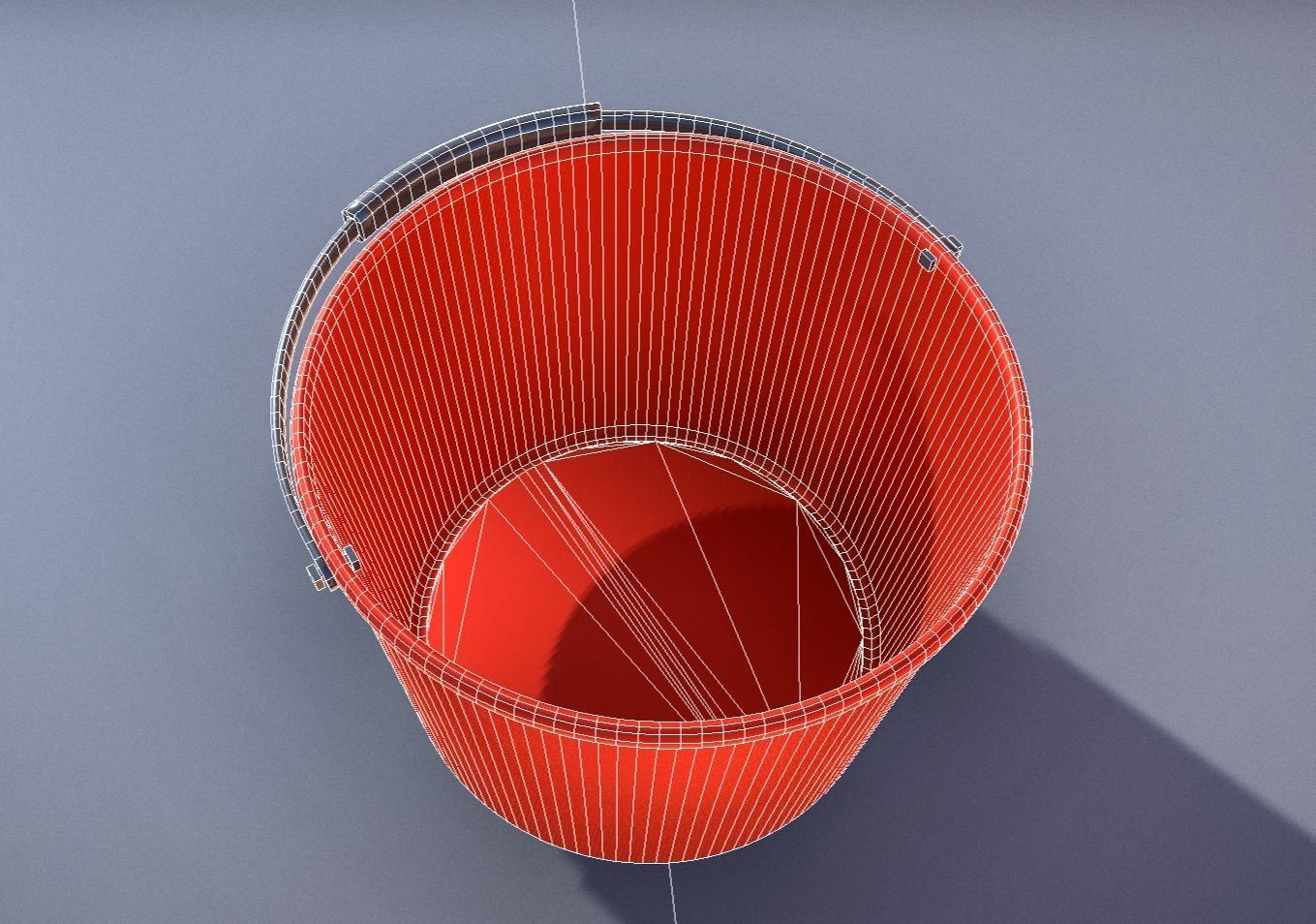 Red Bucket and  Watering Can Low-poly 3D model_11