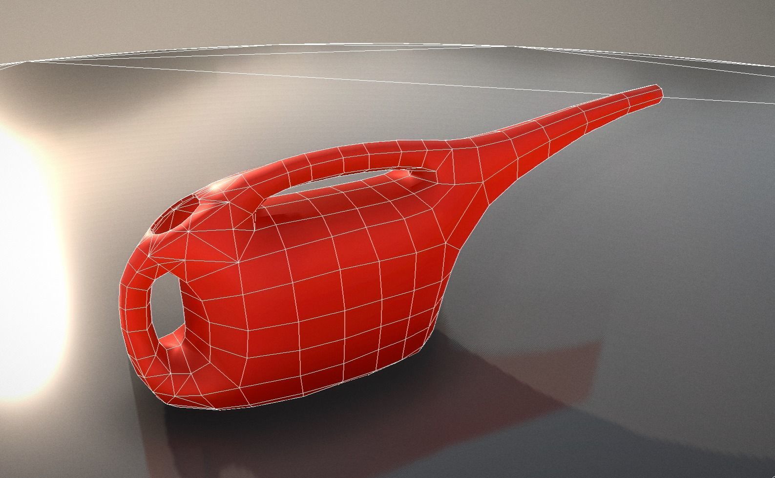 Red Bucket and  Watering Can Low-poly 3D model_21