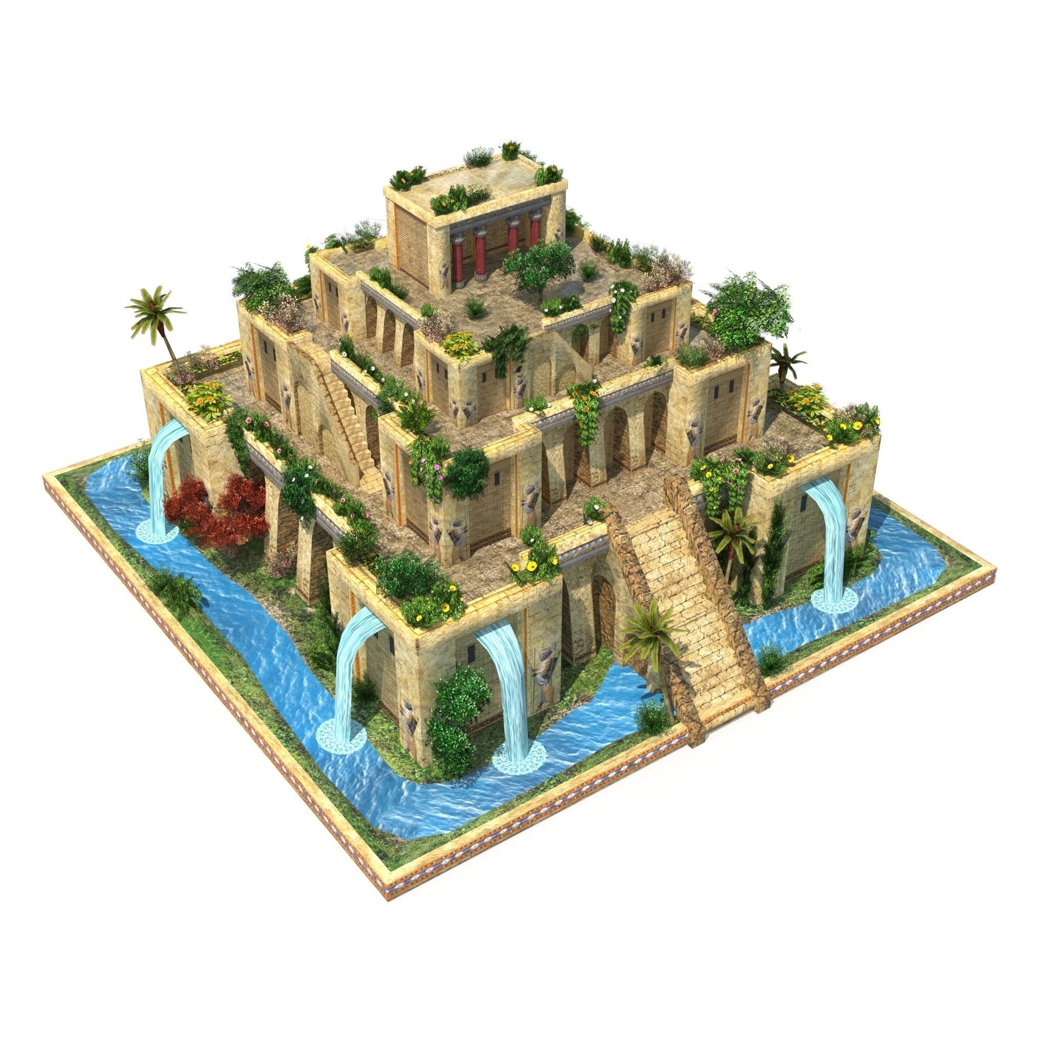 3d Asset Hanging Gardens Of Babylon Cgtrader Hanging Gardens Of Babylon 3d Model Max Obj Fbx Mtl 1