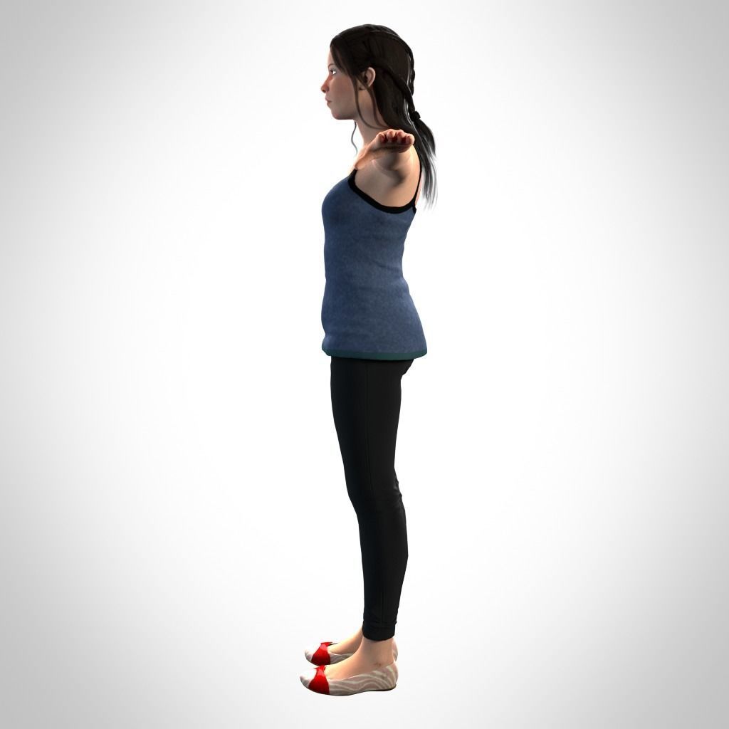 Woman character Casual Low-poly 3D model_2