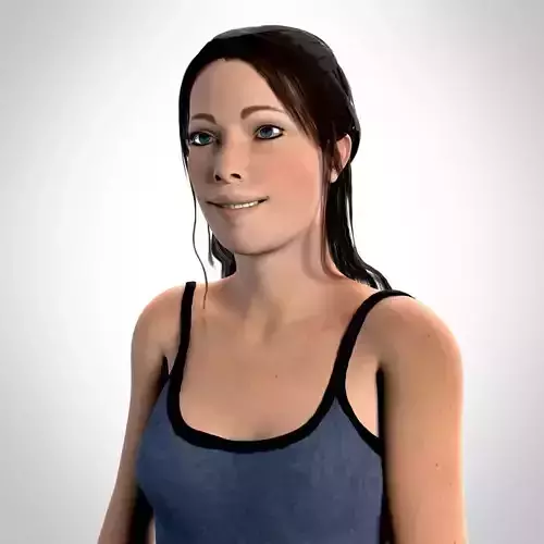 Woman character Casual Low-poly 3D model