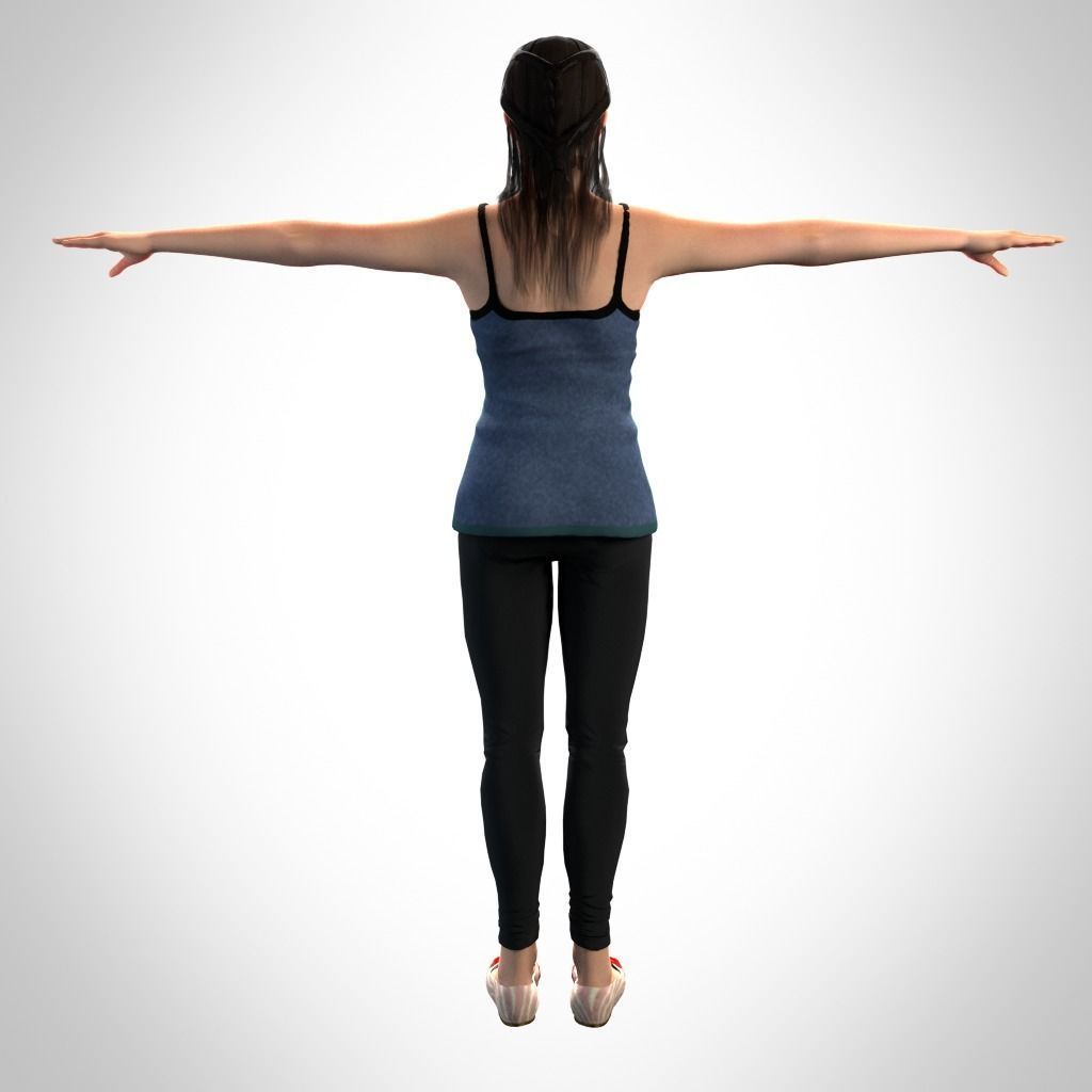 Woman character Casual Low-poly 3D model_3