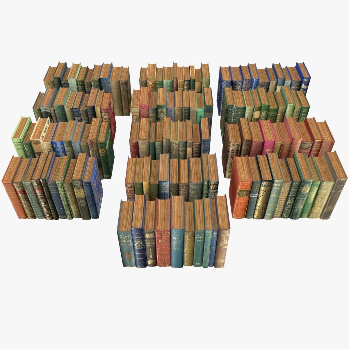 Old Books Collection 4 --- 130 books Low-poly 3D model_1