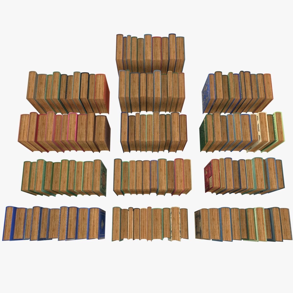 Old Books Collection 4 --- 130 books Low-poly 3D model_3