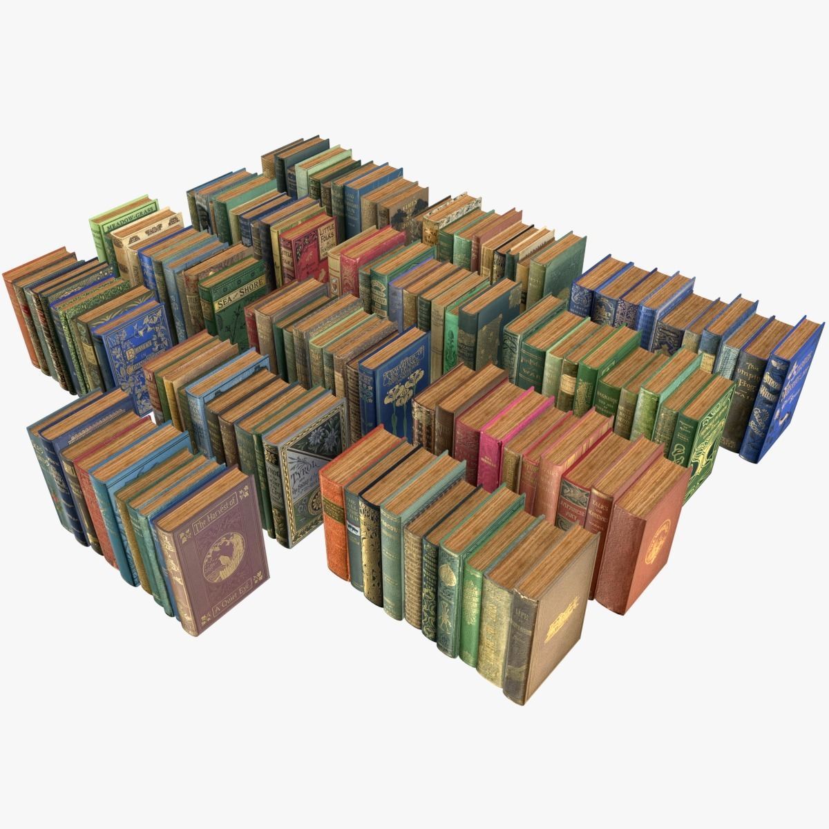 Old Books Collection 4 --- 130 books Low-poly 3D model_0