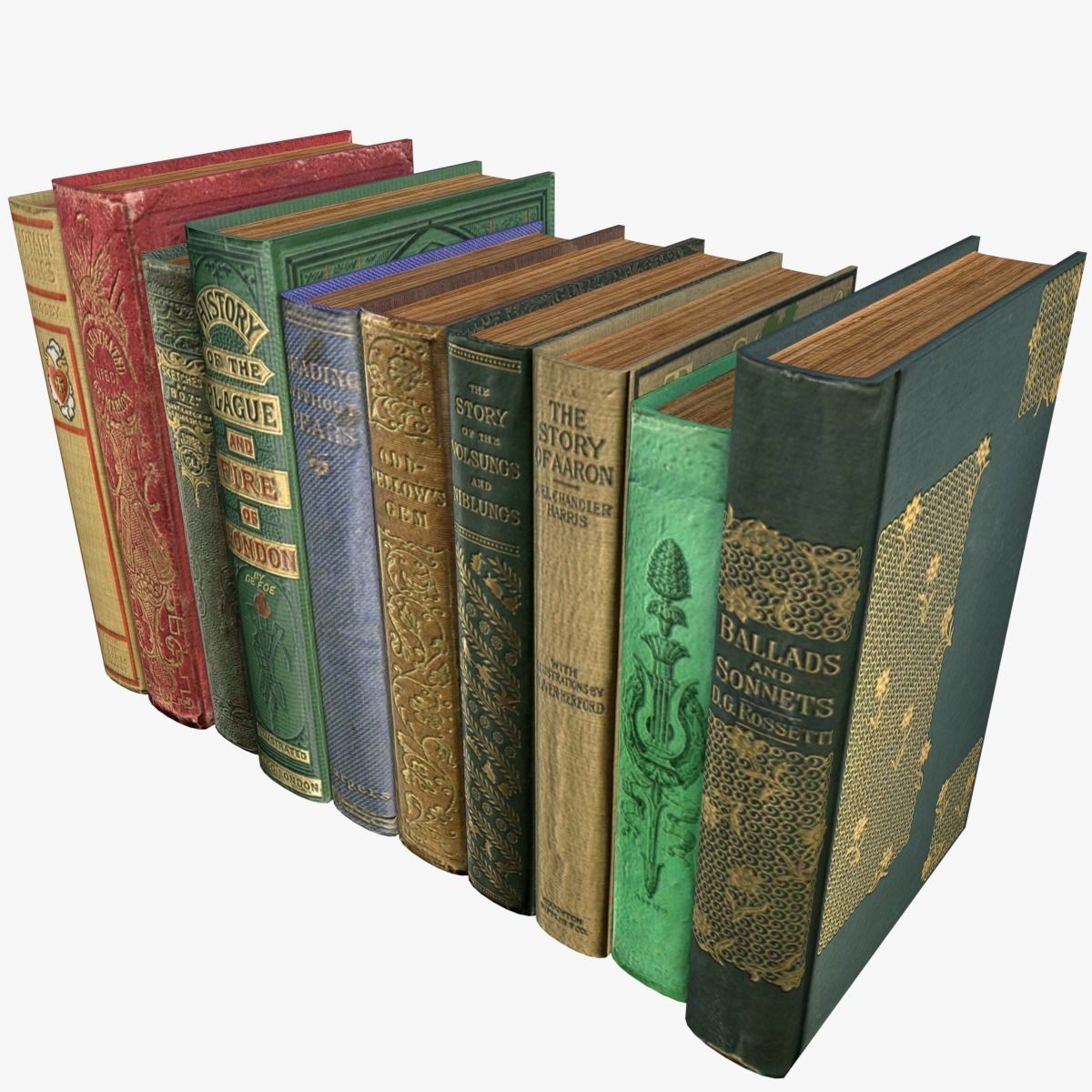 Old Books Collection 4 --- 130 books Low-poly 3D model_30