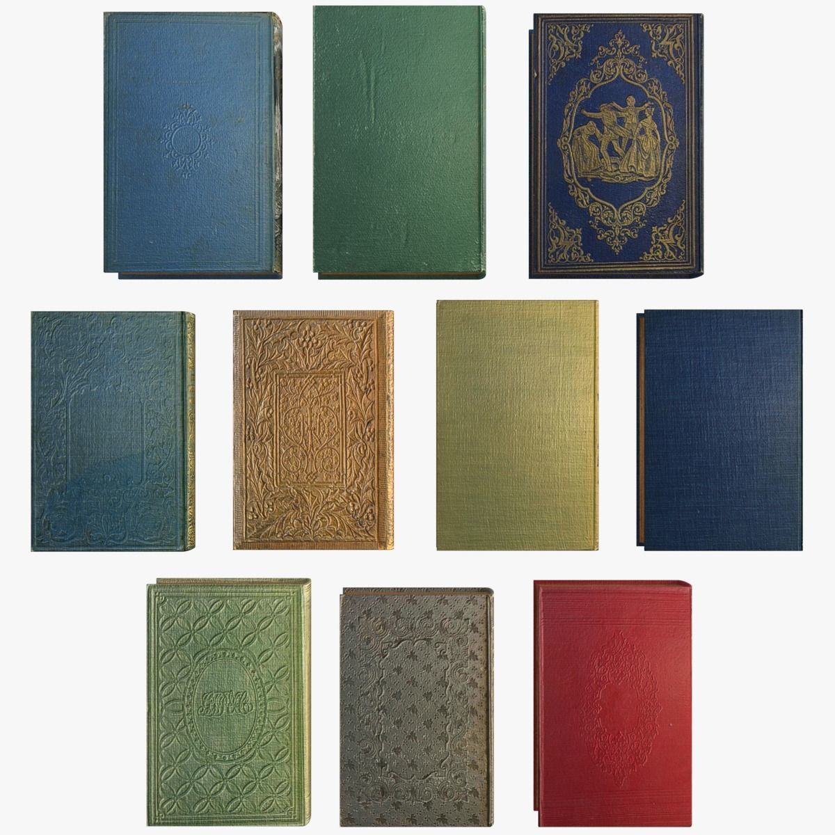 Old Books Collection 4 --- 130 books Low-poly 3D model_12