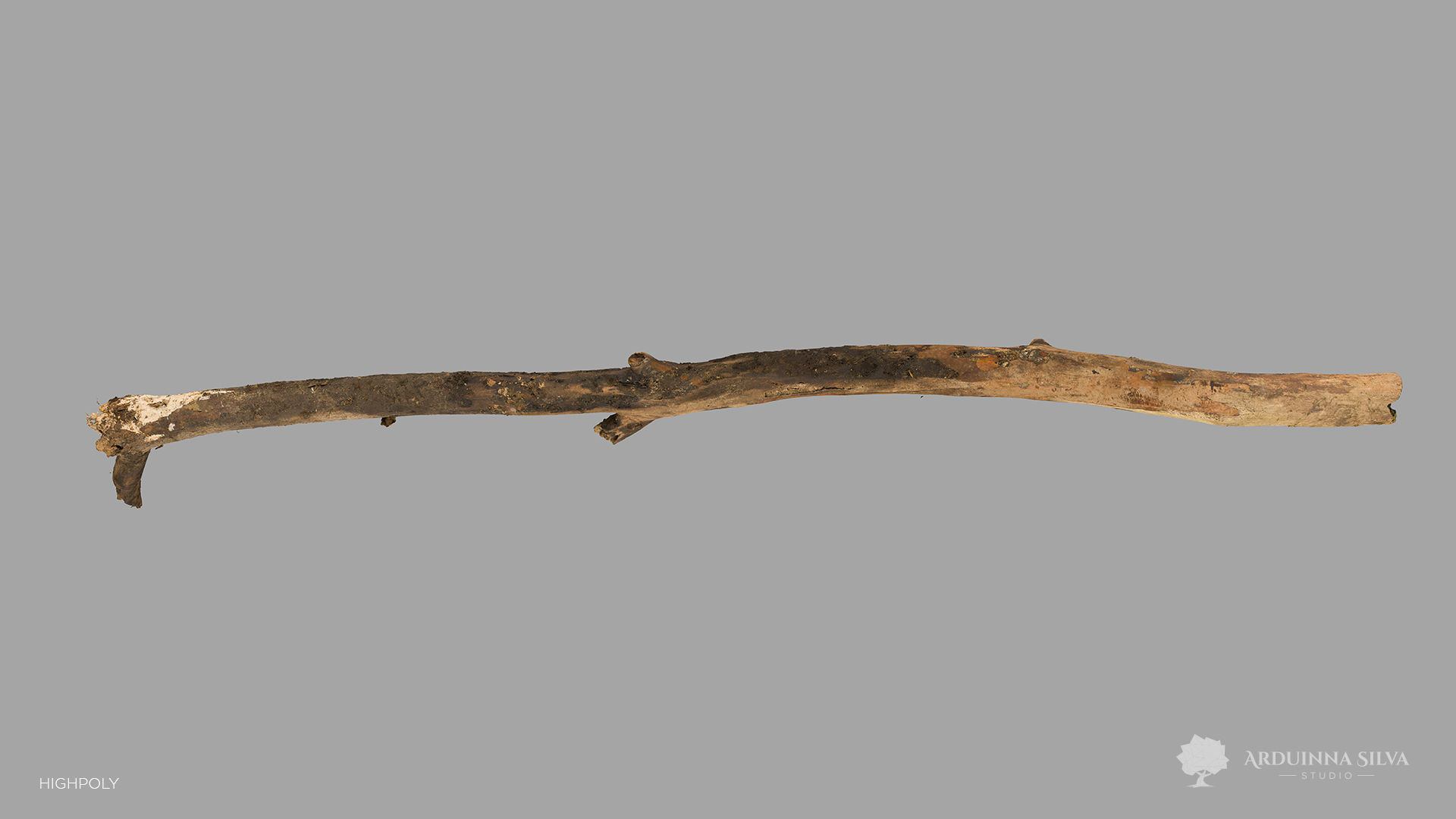 Wood stick 001 - Photogrammetry Low-poly 3D model_3