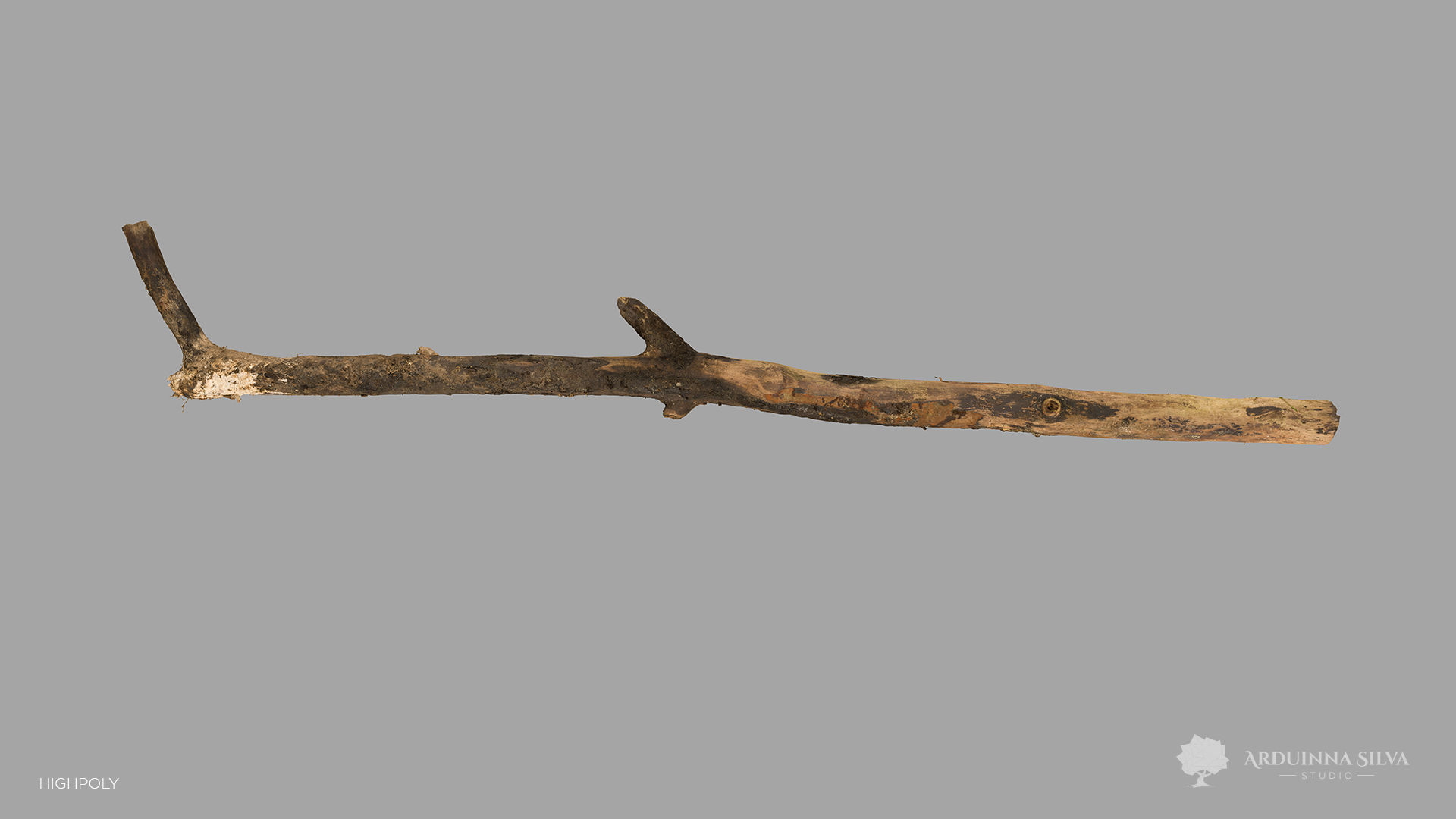 Wood stick 001 - Photogrammetry Low-poly 3D model_2