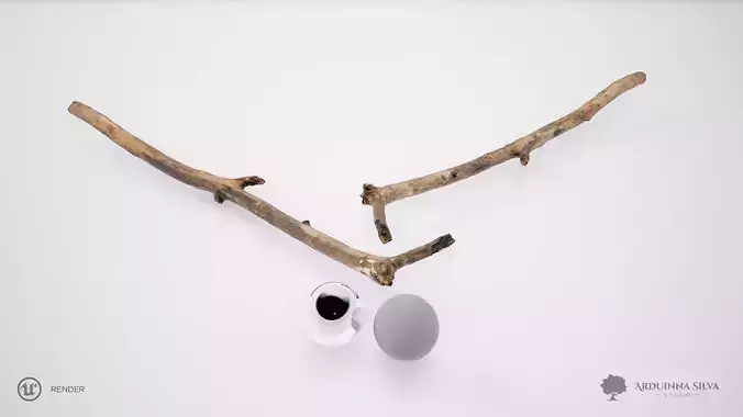 Wood stick 001 - Photogrammetry Low-poly 3D model