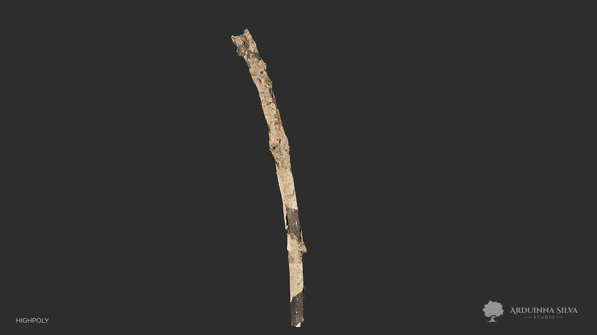 Wood stick 002 - Photogrammetry Low-poly 3D model_3