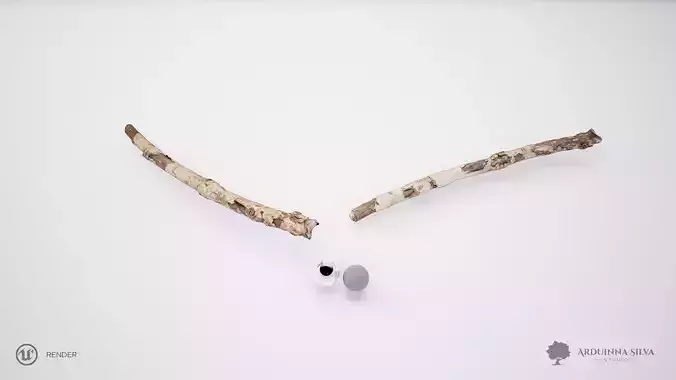 Wood stick 002 - Photogrammetry Low-poly 3D model