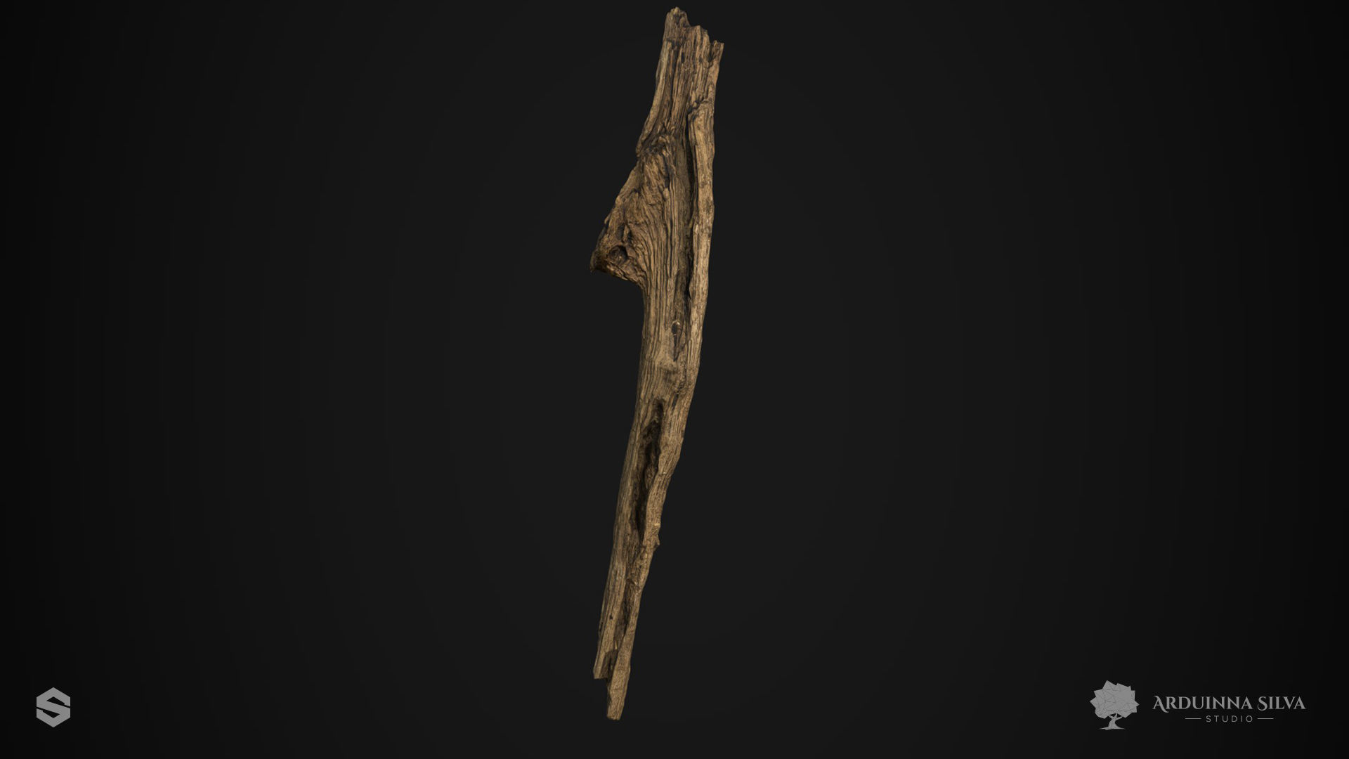 Wood stick 003 - Photogrammetry Low-poly 3D model_5