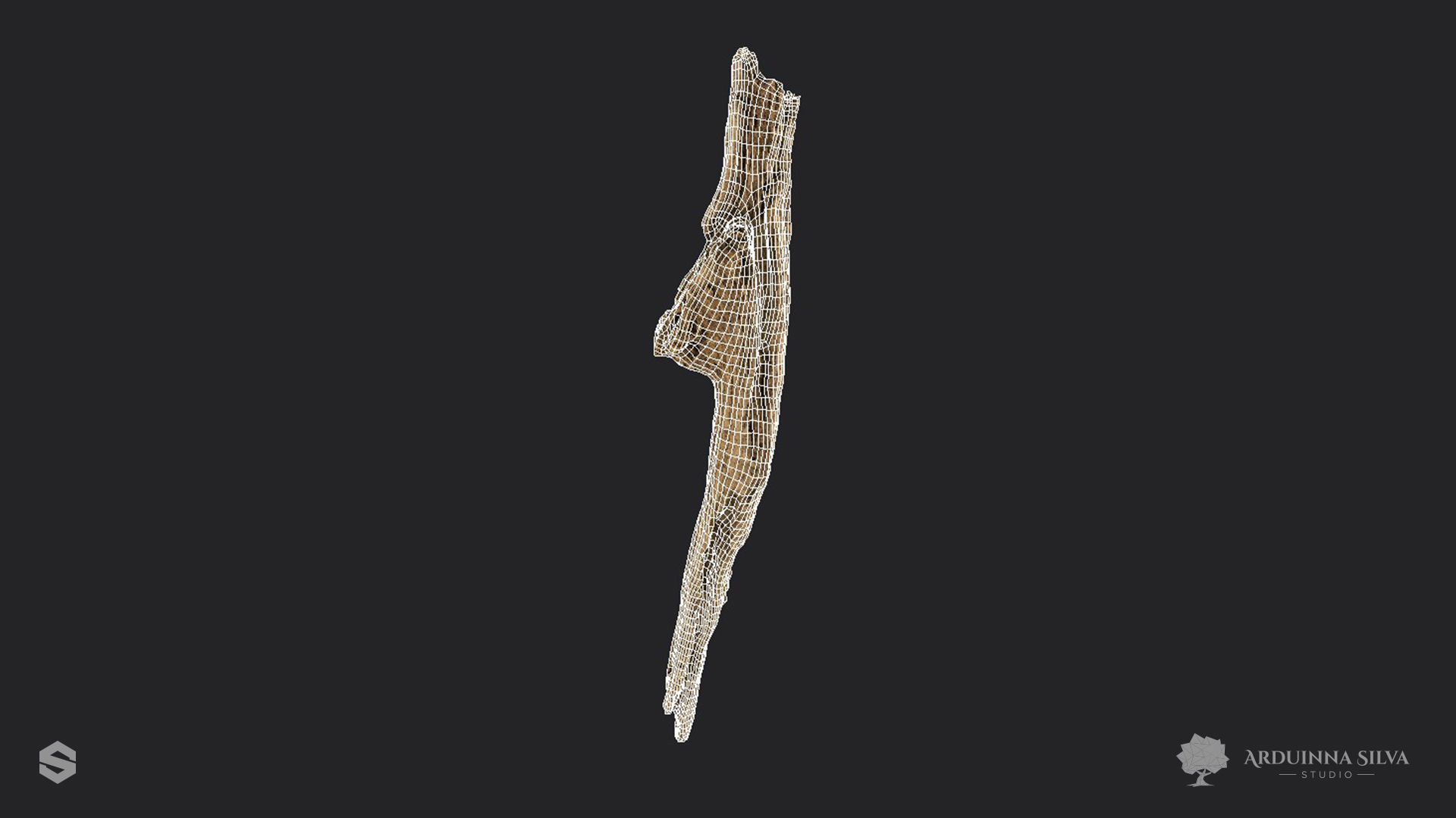 Wood stick 003 - Photogrammetry Low-poly 3D model_4