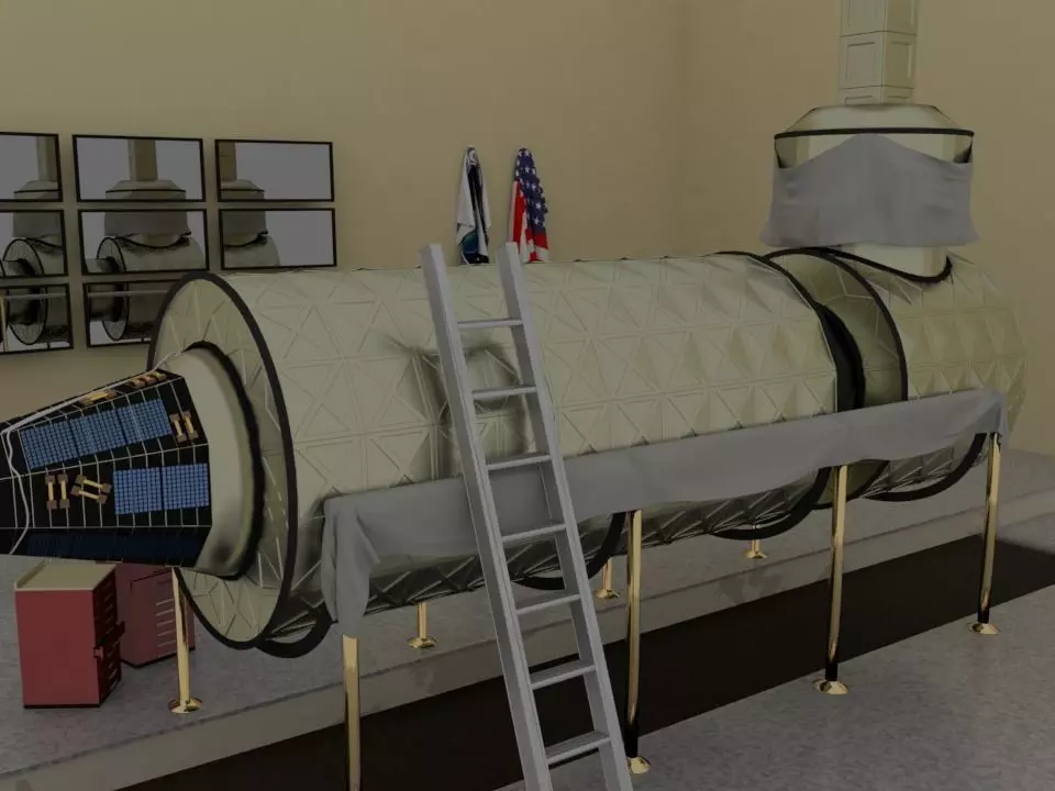 Destiny ISS module in a museum 3D model_0
