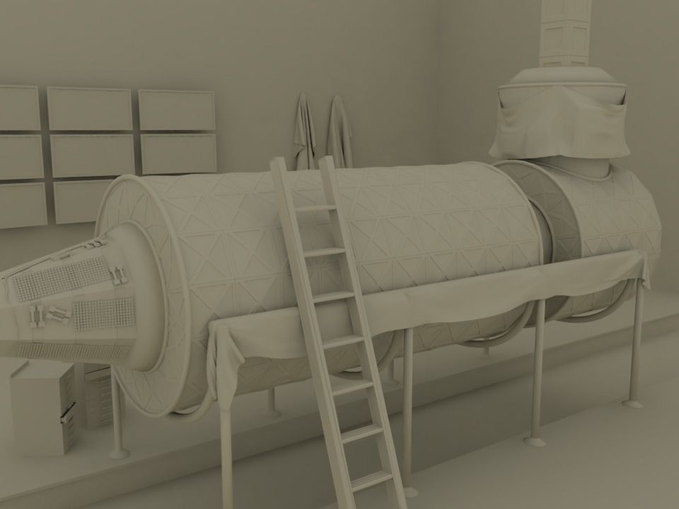 Destiny ISS module in a museum 3D model_8