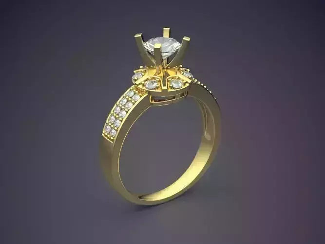 Thin Ring With Diamonds 1383 3D print model