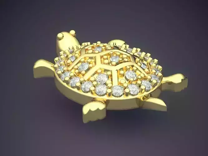 Turtle Shaped Pendant Necklace With Diamonds 1037