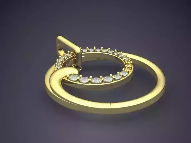 Thin Oval Pendant Necklace With Diamonds 1046