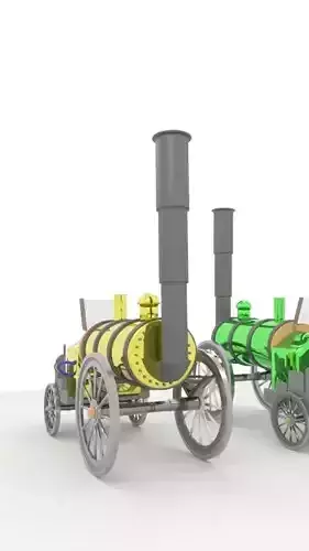 Cartoon Steampunk locomotive inspired by Stephenson s Rocket