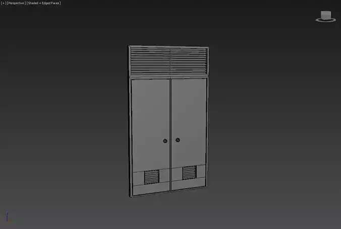 Metal double door Low-poly 3D model