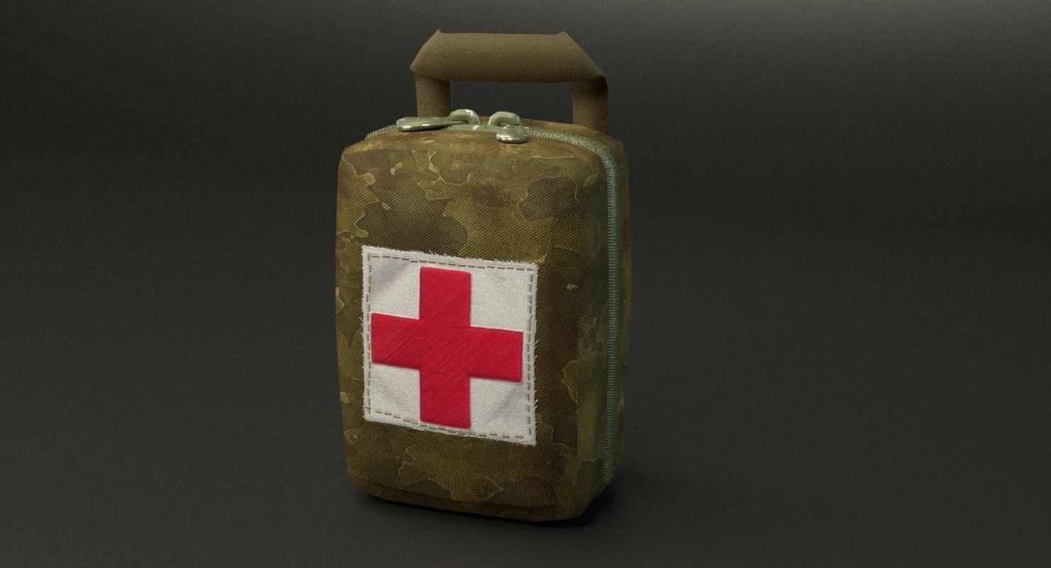 Military First Aid Kit Low-poly 3D model_1