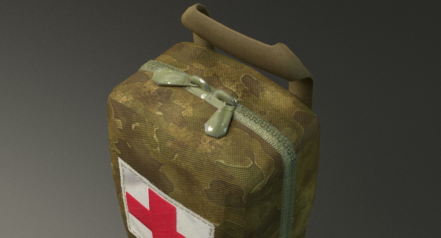 Military First Aid Kit Low-poly 3D model_4
