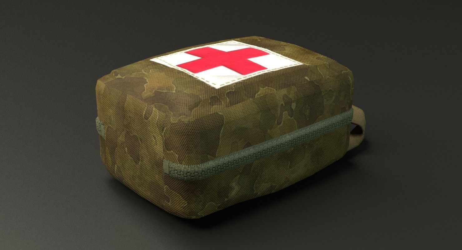 Military First Aid Kit Low-poly 3D model_3