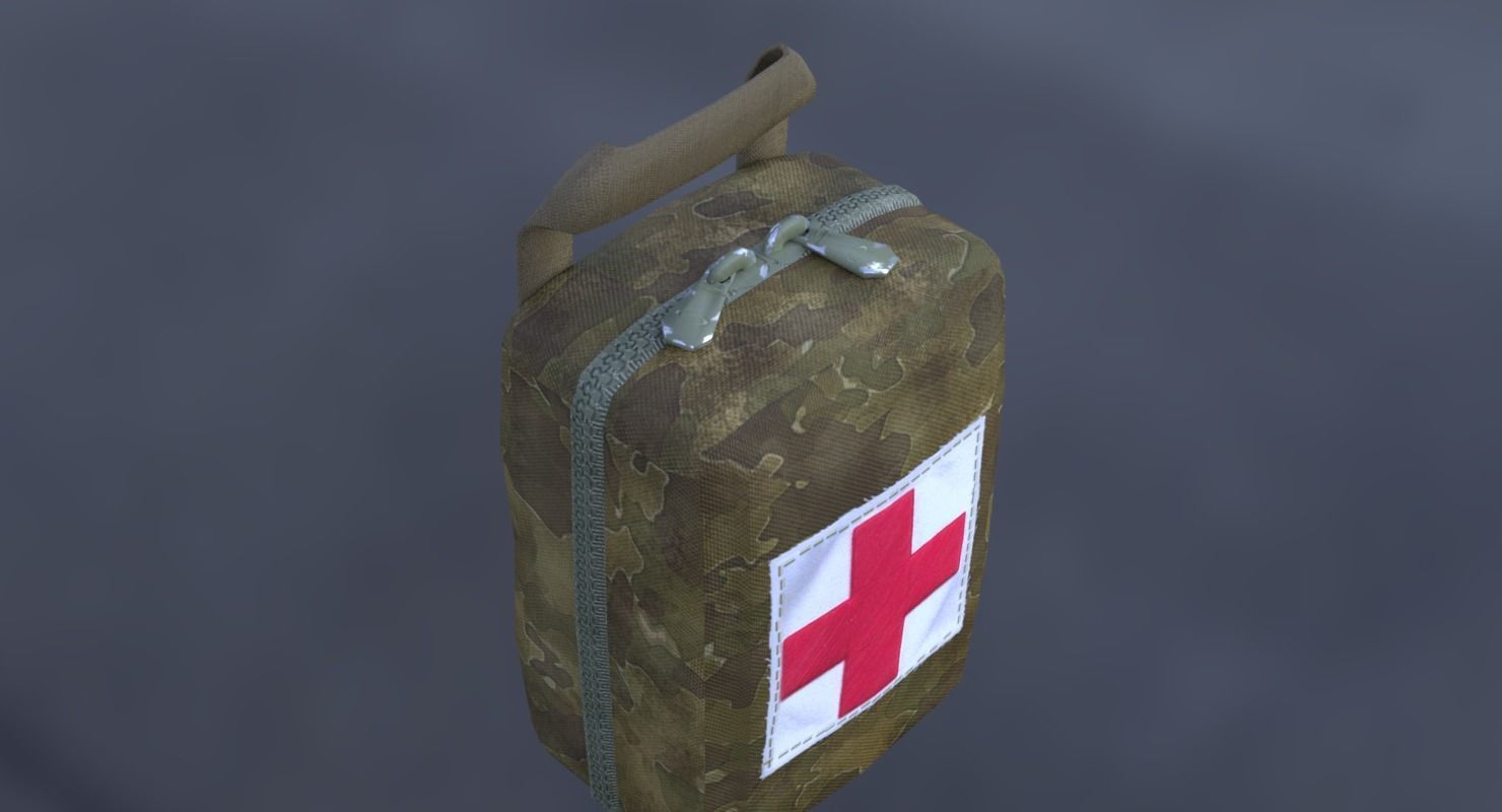 Military First Aid Kit Low-poly 3D model_9