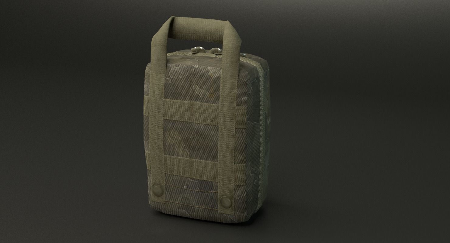 Military First Aid Kit Low-poly 3D model_2