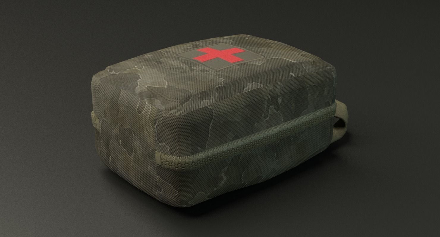 Military First Aid Kit Low-poly 3D model_3