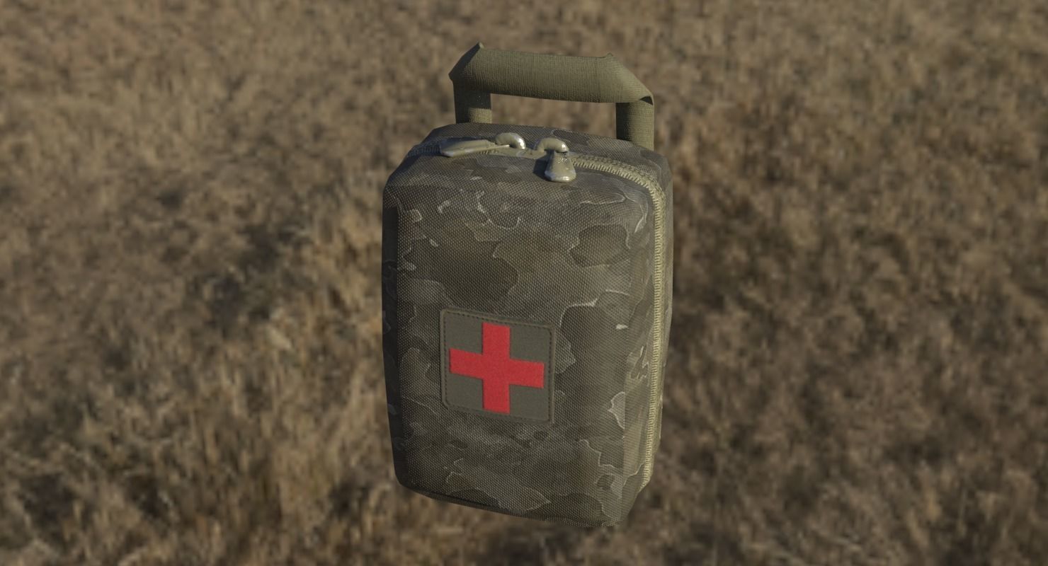 Military First Aid Kit Low-poly 3D model_7