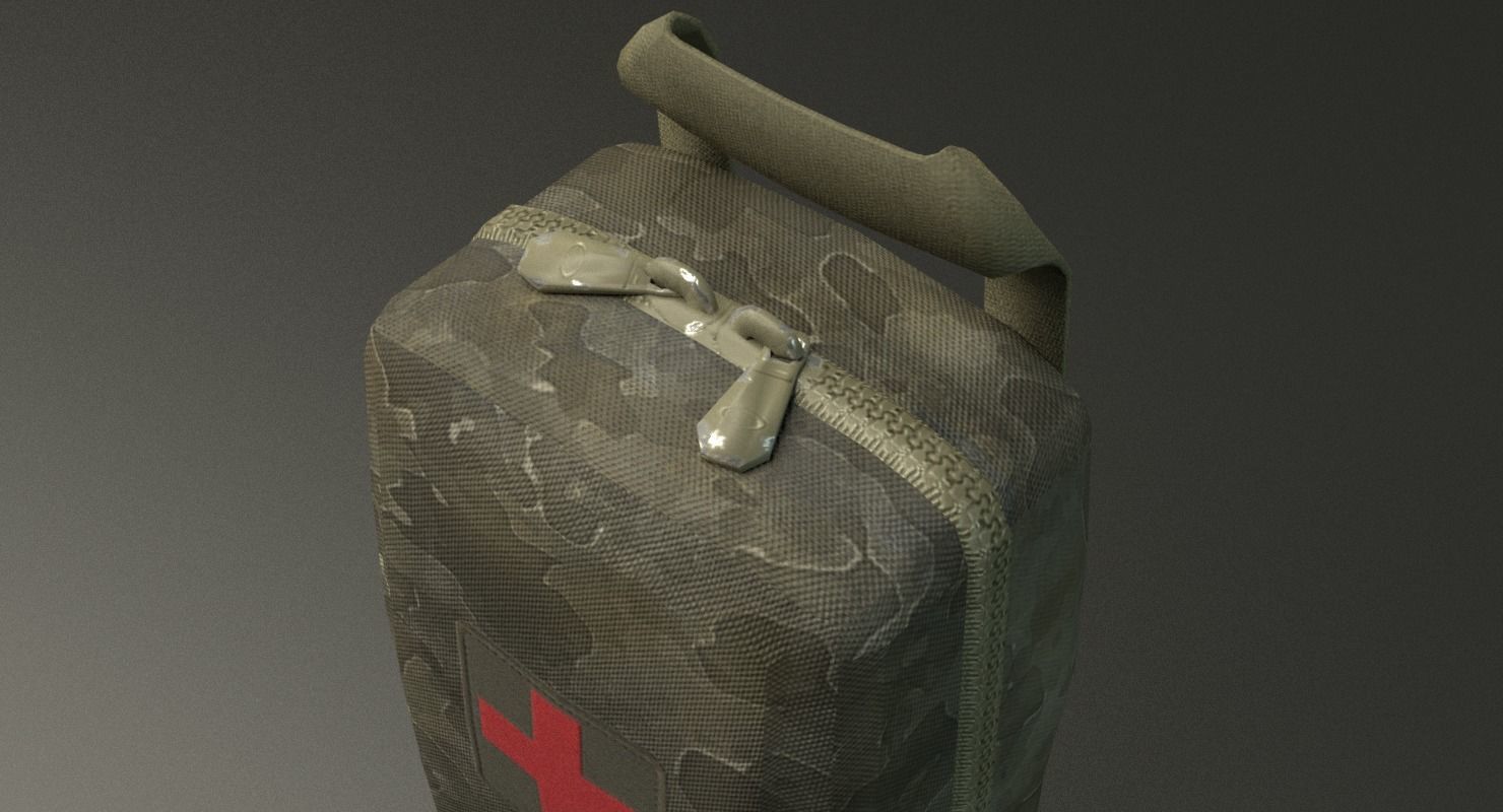 Military First Aid Kit Low-poly 3D model_4
