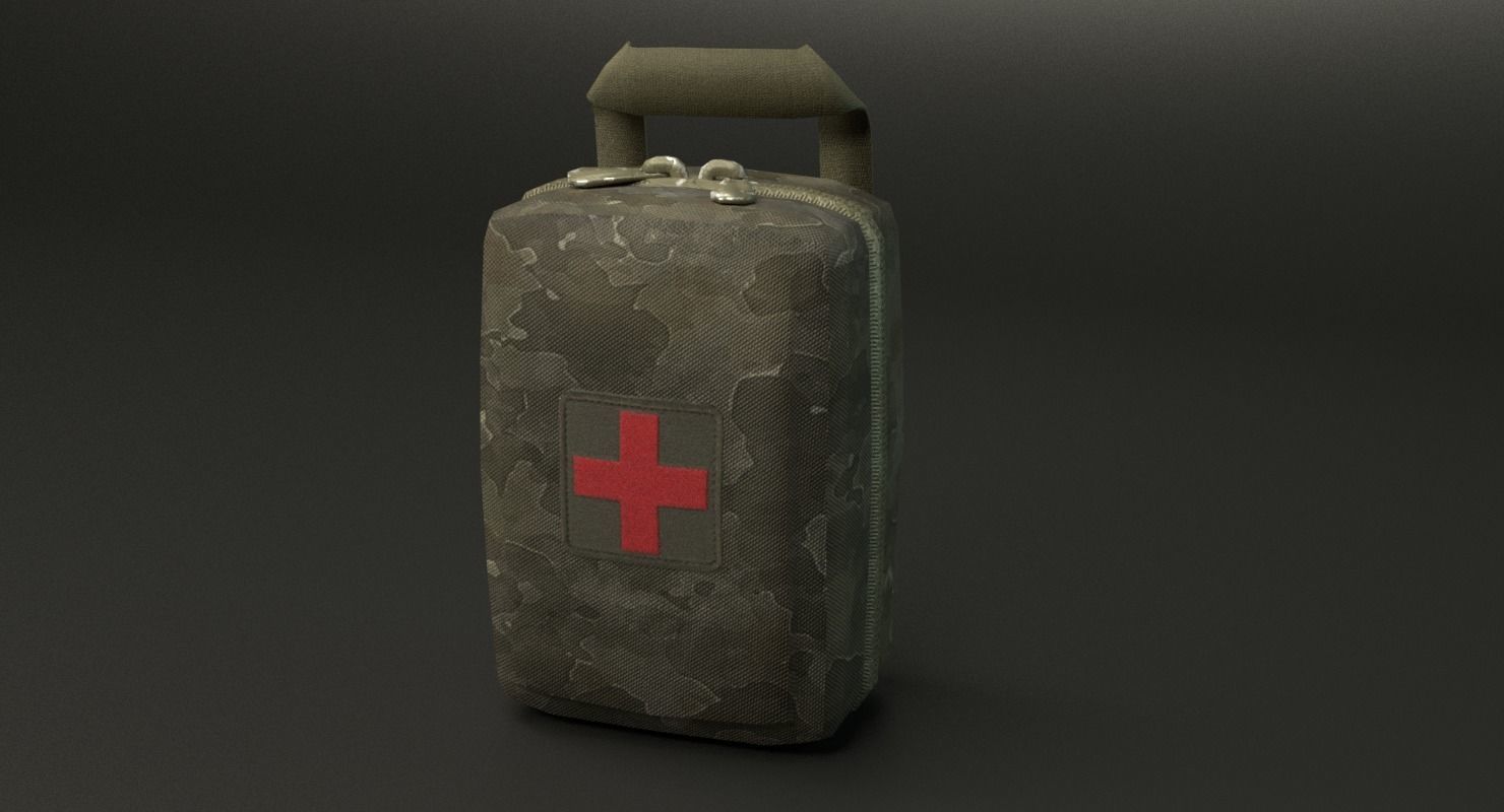 Military First Aid Kit Low-poly 3D model_1