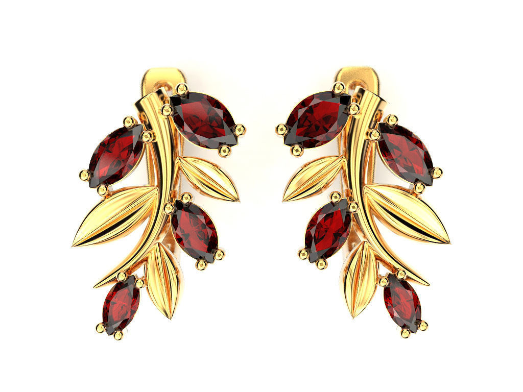 Earrings of a branch 3D print model_8