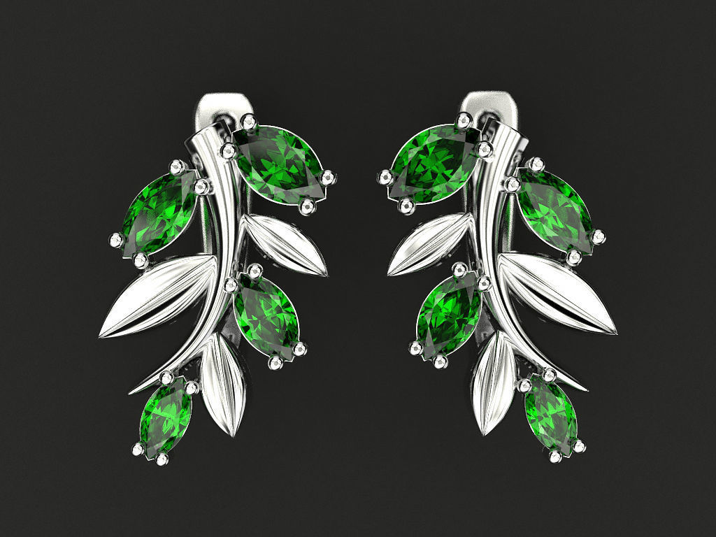 Earrings of a branch 3D print model_5